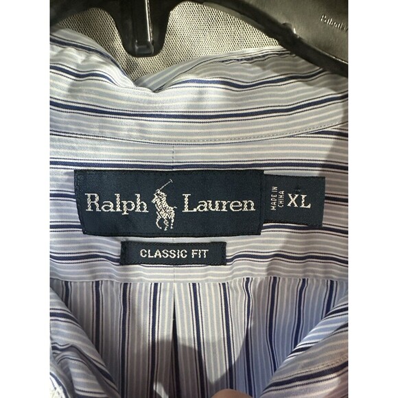 Polo Ralph Lauren Shirt Mens XL Blue Striped Classic Fit Button Down Pony Cotton - Picture 5 of 8